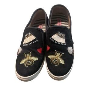 Betsey Johnson Black COOPERS Pearls Rhinestones Beads Sequins Shoes Women's 8M